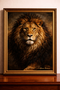 Majestic lion in ornate frame