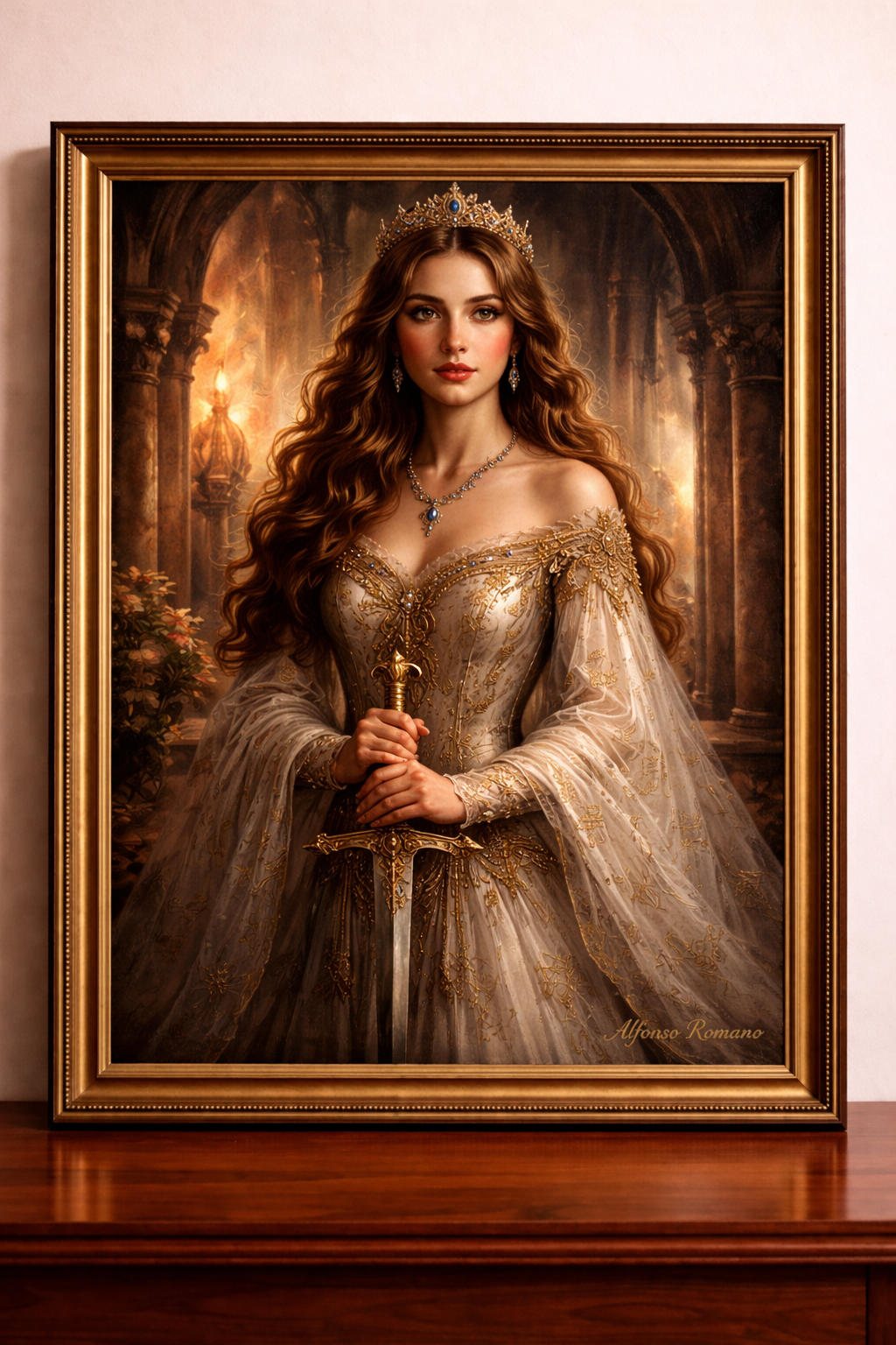 Regal woman in a golden castle