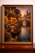 Bucolic canal at twilight in Venice