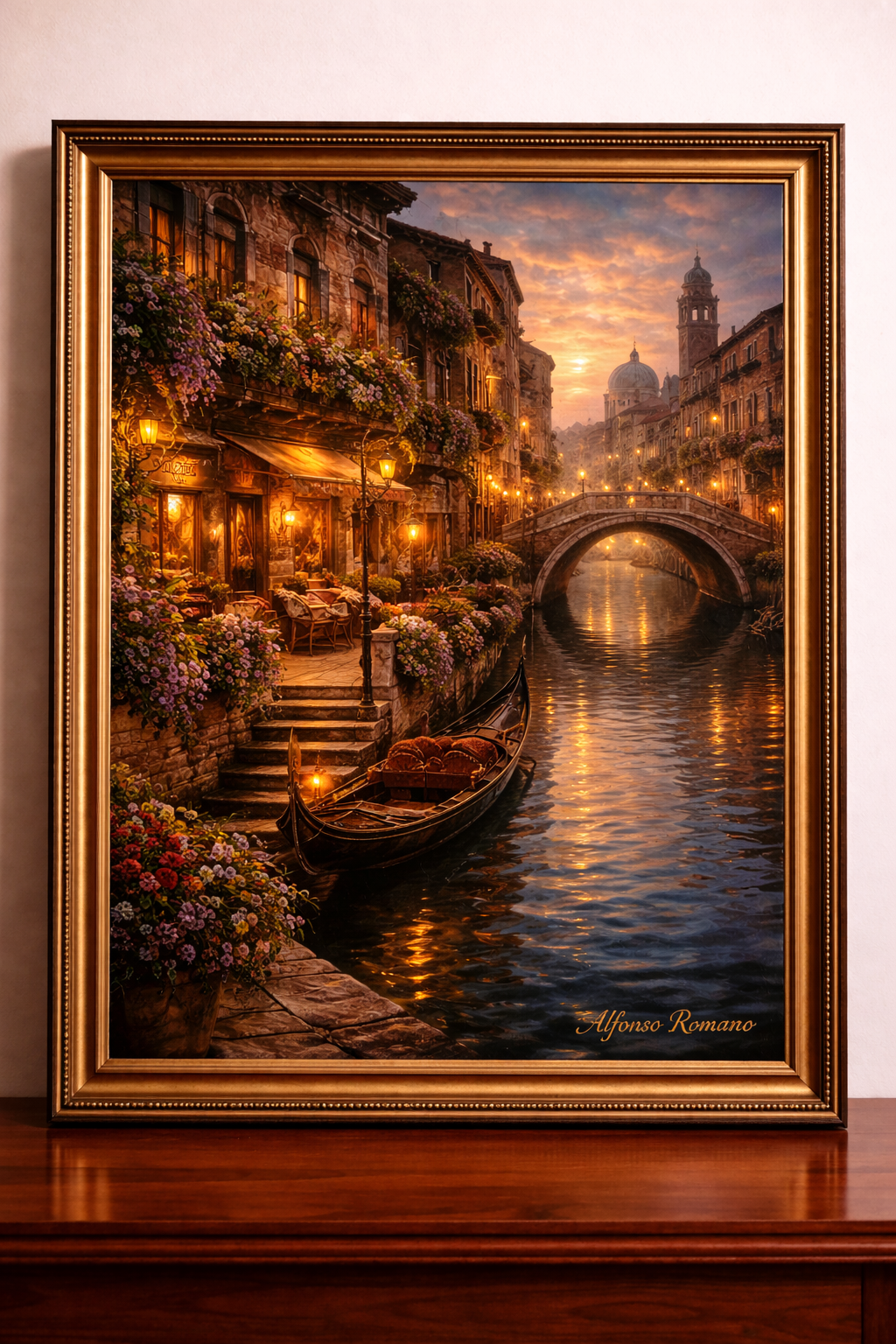 Bucolic canal at twilight in Venice