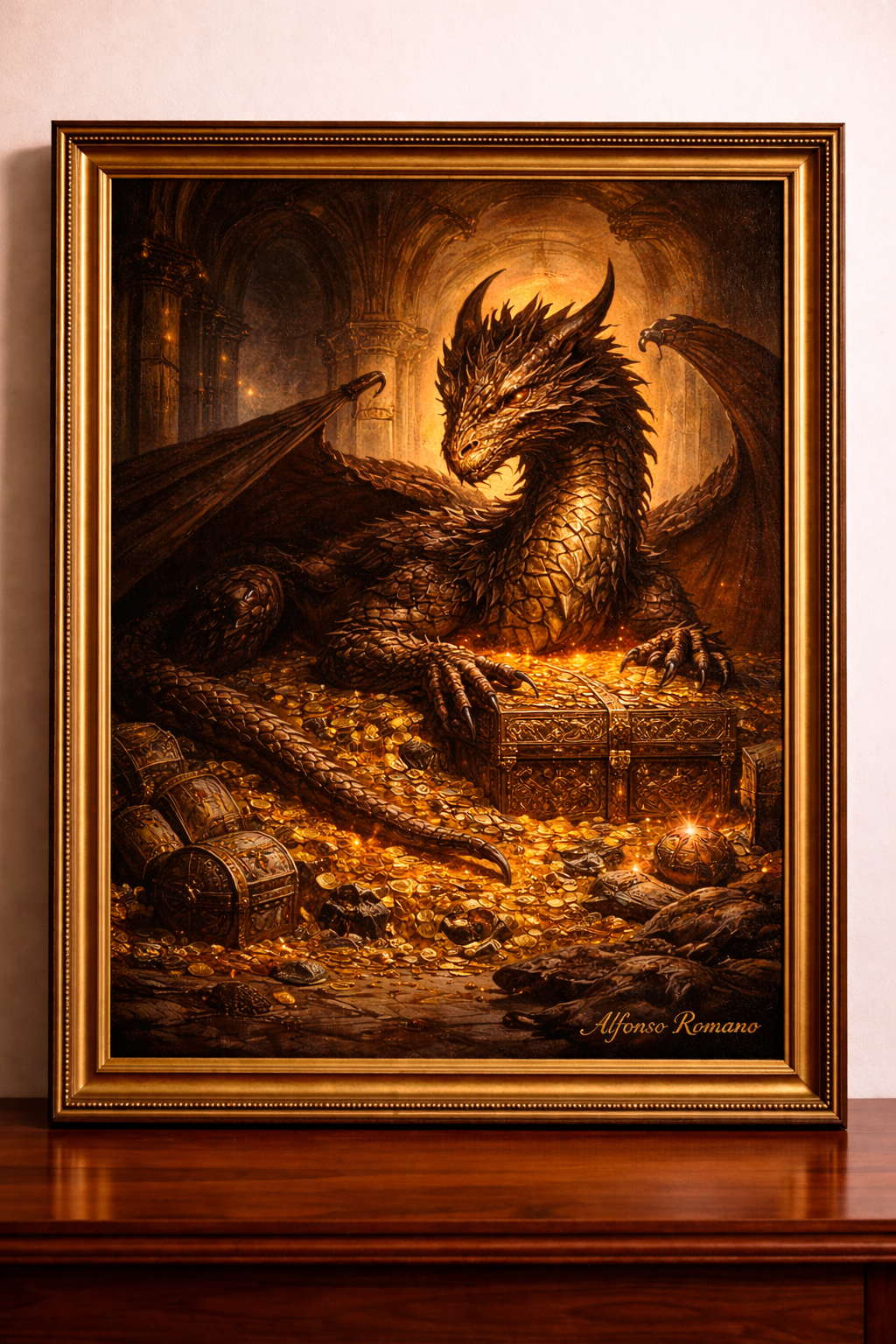 Dragon guarding its treasure hoard
