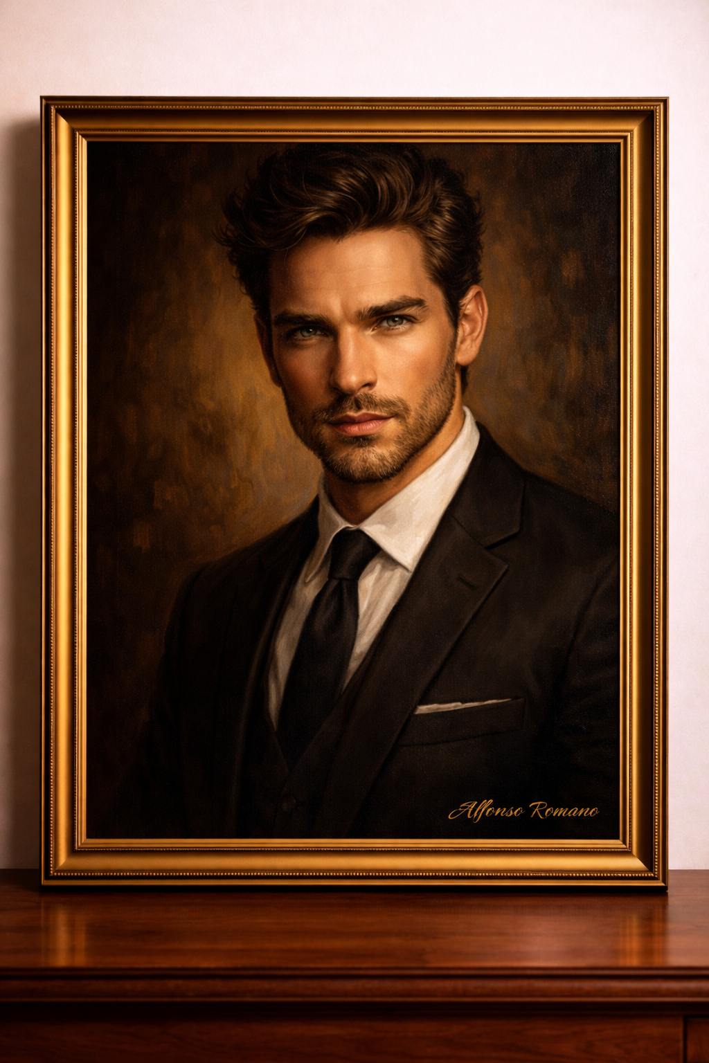 Portrait of a man in gold frame