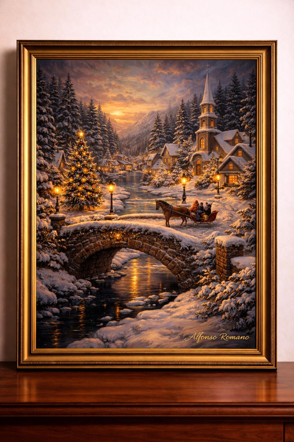 Hiver magique dans un village enneigé