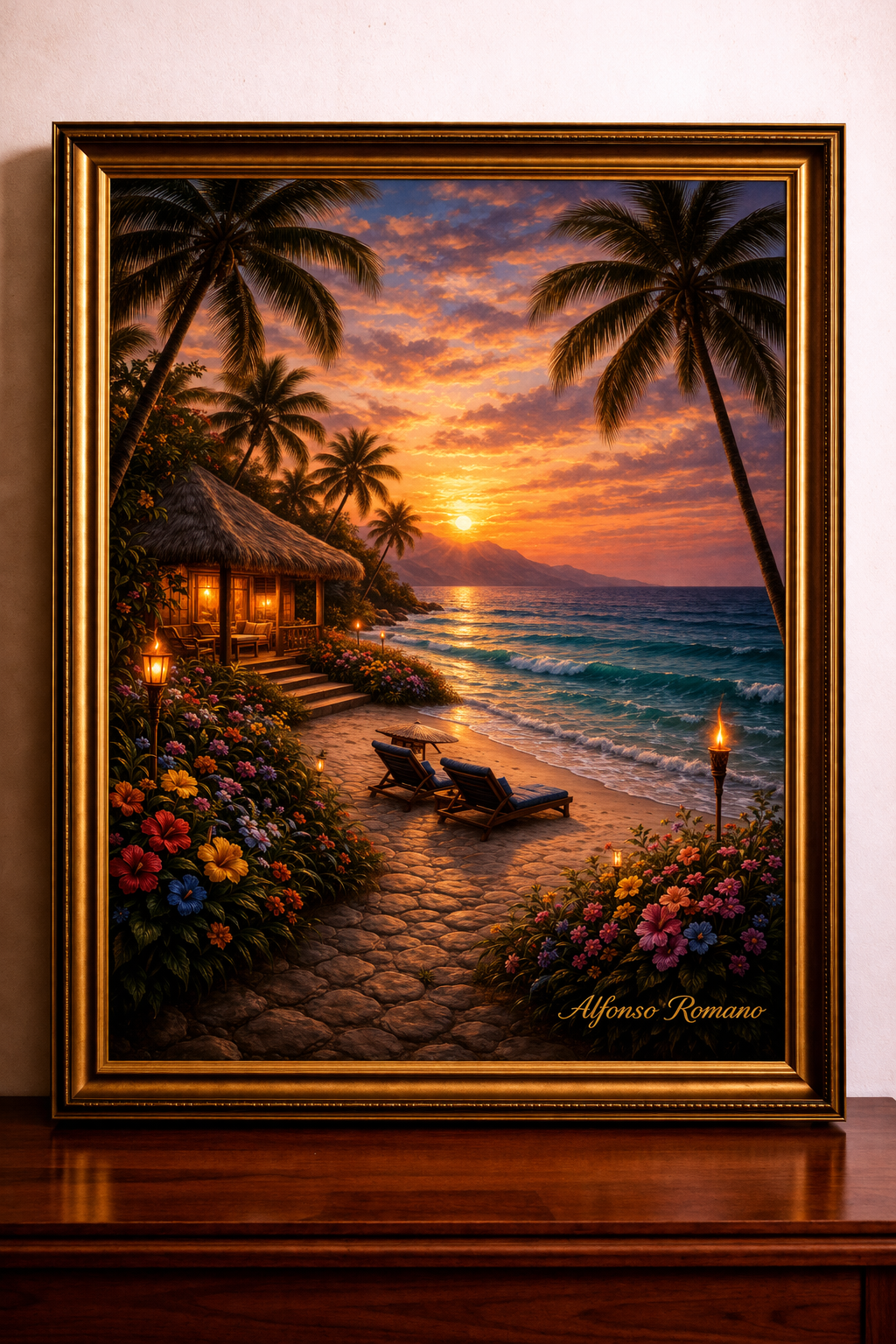 Tropical sunset by the beach