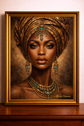 Portrait of elegance in gold and turquoise