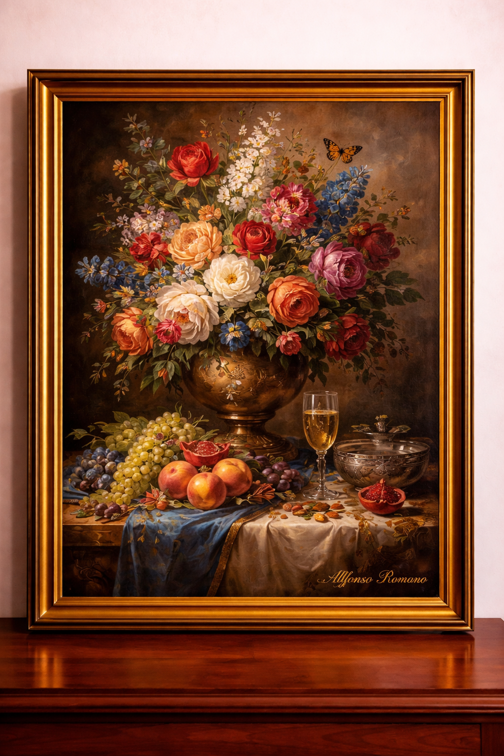 Opulent Baroque still life with flowers