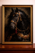 Gravure du cheval noir baroque